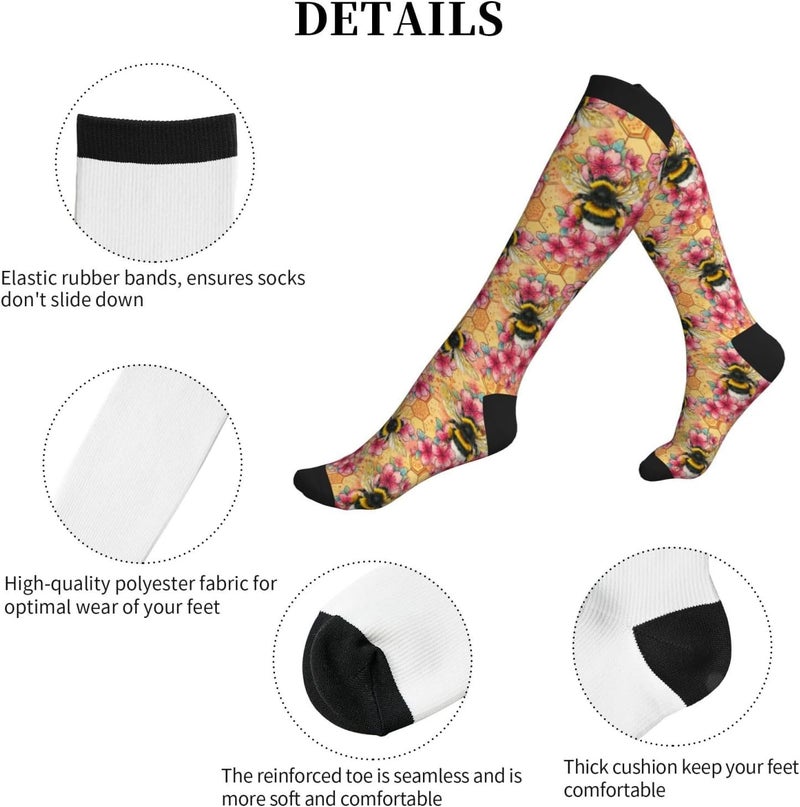 thmnj Compression Socks Knee High Support Socks for Women Men Circulation Stockings for Athletic Running Cycling Flying - Image 3